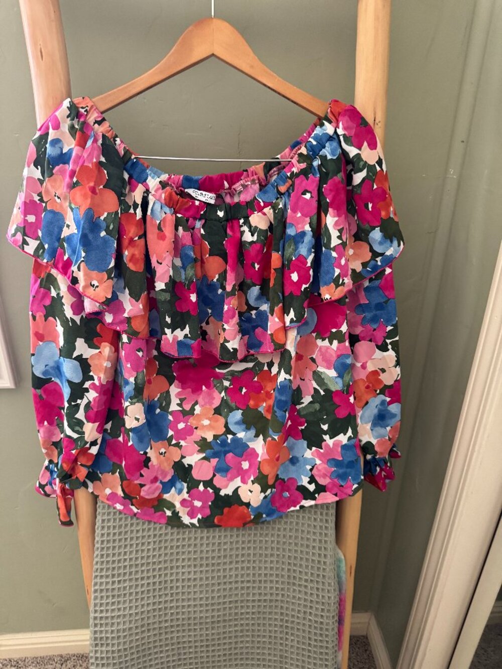 Double Take Floral Off-The-Shoulder Ruffle Blouse - Size L